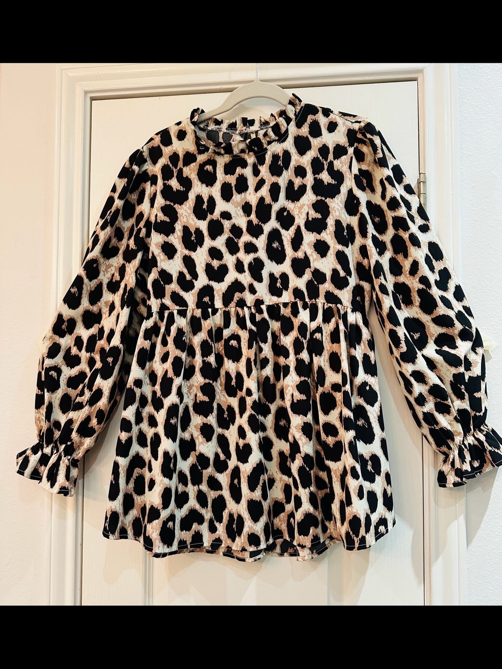 Leopard Print  Blouse - Black & Cream